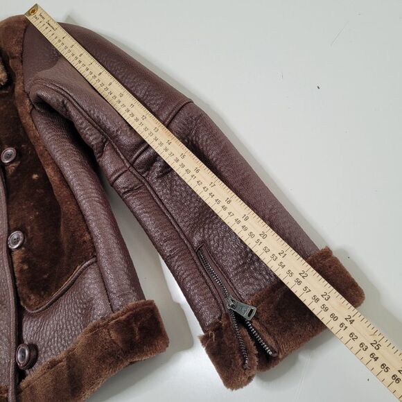 NEW BERNARDO SHEARLING FAUX LEATHER SOFT BROWN AVIATOR COAT JACKET XS SMALL NWT - Picture 5 of 16